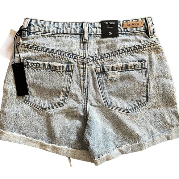 Blank NYC The Perry Mom Jean Shorts 24 Acid Stone Wash Cuffed Relaxed Denim New - Picture 4 of 9